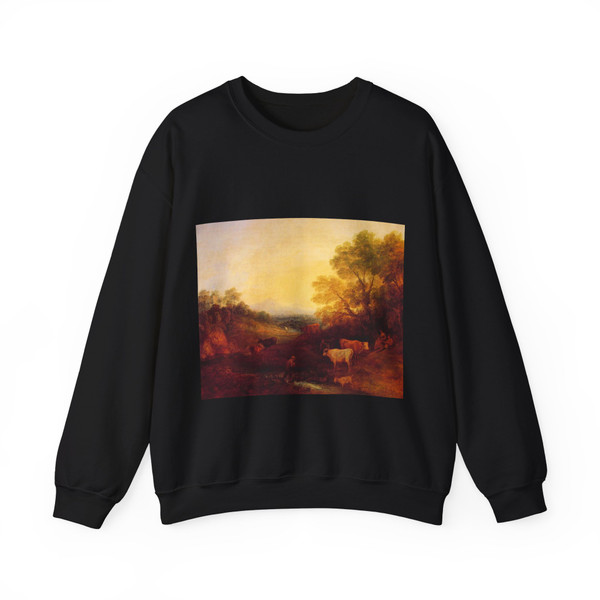 GAINSBOROUGH, Thomas - Landscape with Cattle (Artwork) Crewneck Sweatshirt