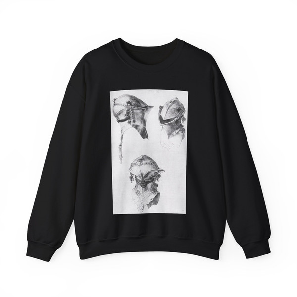 DURER, Albrecht - Side, Front, and Back View of a Helmet (Artwork) Crewneck Sweatshirt