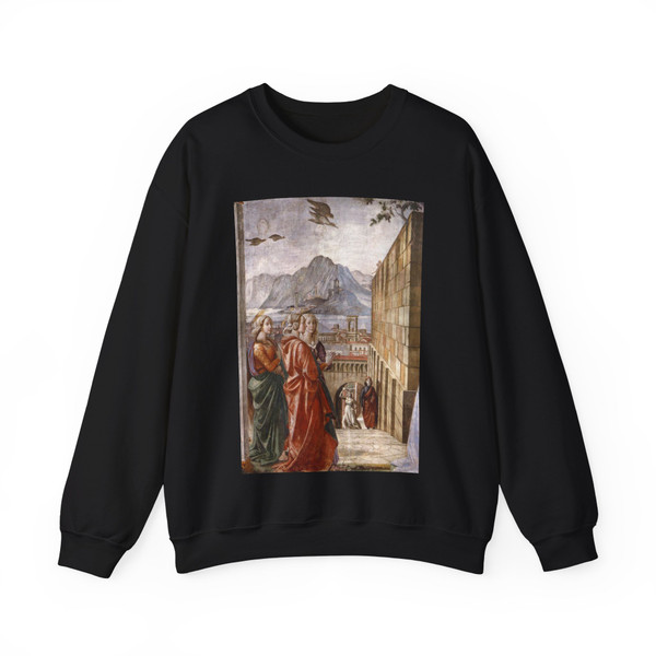 GHIRLANDAIO, Domenico -2.right wall- Visitation (detail)2 (Artwork) Crewneck Sweatshirt
