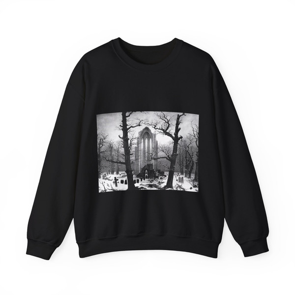 FRIEDRICH, Caspar David - Monastery Graveyard in the Snow (Artwork) Crewneck Sweatshirt