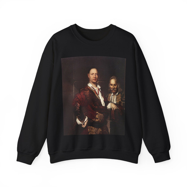 GHISLANDI, Vittore - Portrait of Giovanni Secco Suardo and his Servant (Artwork) Crewneck Sweatshirt