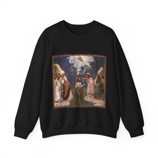 GIOTTO di Bondone - 7. Baptism of Christ (Artwork) Crewneck Sweatshirt