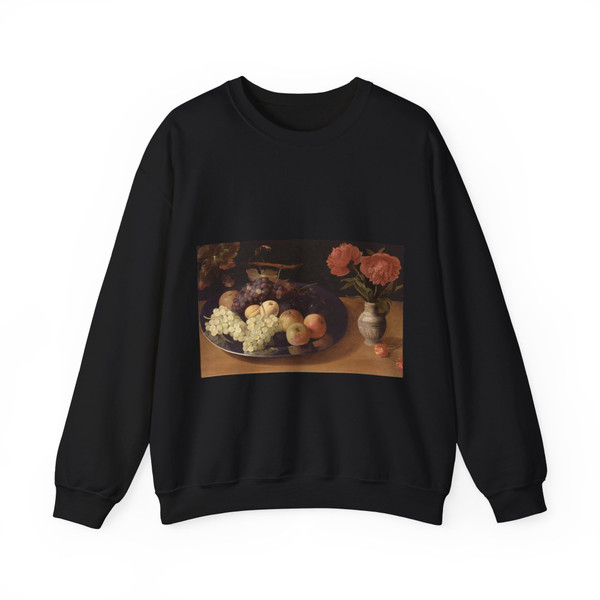 ES, Jacob van - Still-Life of Grapes, Plums and Apples (Artwork) Crewneck Sweatshirt