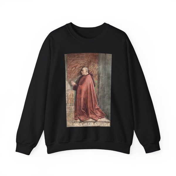 GHIRLANDAIO, Domenico - Portrait of the Donor Francesco Sassetti (Artwork) Crewneck Sweatshirt