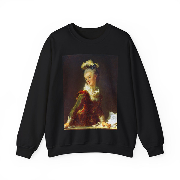 FRAGONARD, Jean-Honore - Marie-Madeleine Guimard (Fanciful Figure) (Artwork) Crewneck Sweatshirt