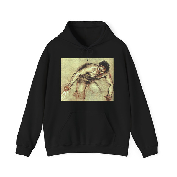 WATTEAU, Jean-Antoine - Kneeling Male Nude (Artwork) Hoodie