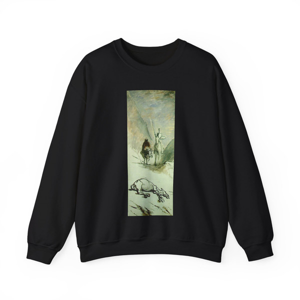 DAUMIER, Honore - Don Quixote and the dead mule (Artwork) Crewneck Sweatshirt