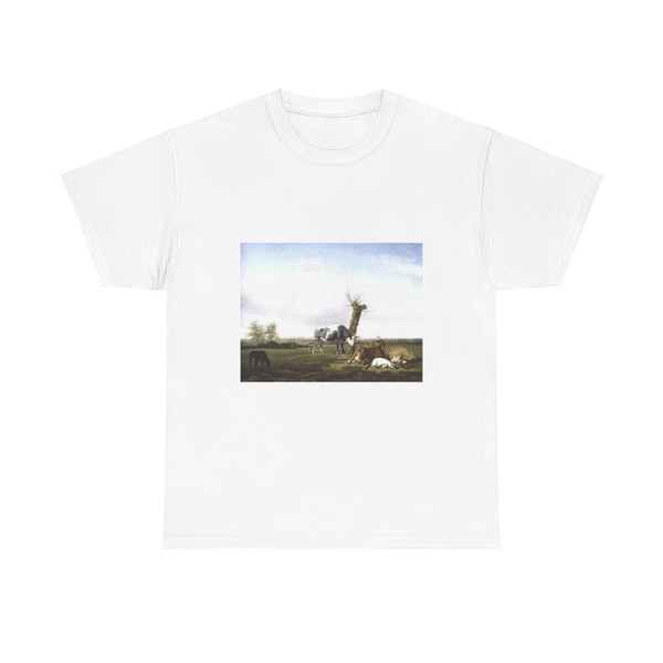 VELDE, Adriaen van de - Cattle and Goats in a Meadow (Artwork) T-Shirt