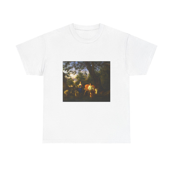 VELDE, Adriaen van de - Peasants with Cattle fording a Stream (Artwork) T-Shirt