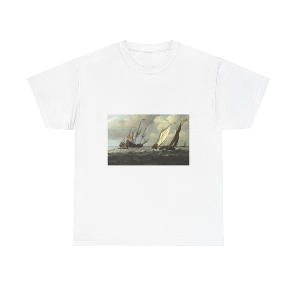 VELDE, Willem van de, the Younger - A Dutch Ship, a Yacht and Smaller Vessels in a Breeze (Artwork) T-Shirt