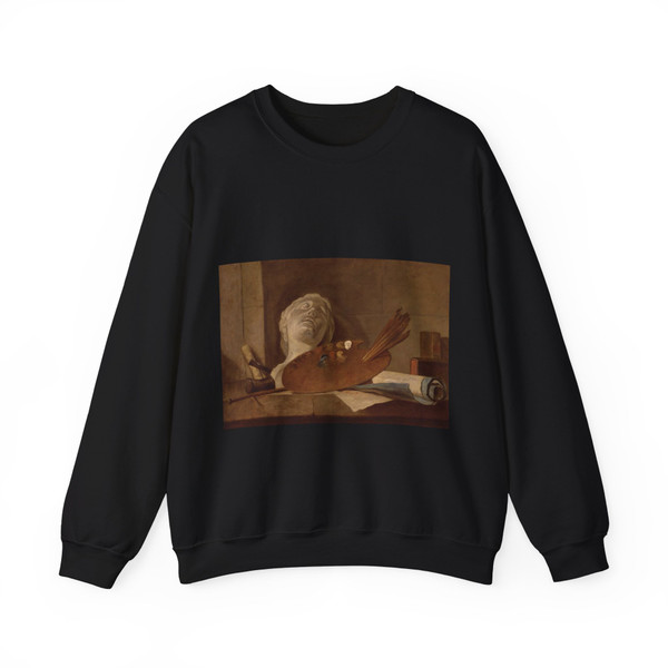 CHARDIN, Jean-Baptiste-Simeon - The Attributes of Painting and Sculpture (Artwork) Crewneck Sweatshirt