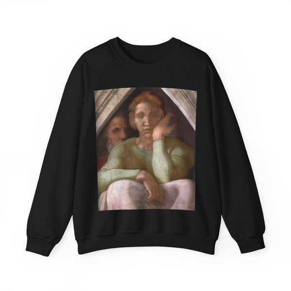 MICHELANGELO, Buonarroti - Ancestors of Christ (detail)4 (Artwork) Crewneck Sweatshirt