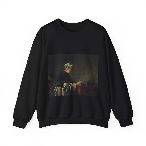 CHARDIN, Jean-Baptiste-Simeon - Woman Taking Tea (Artwork) Crewneck Sweatshirt