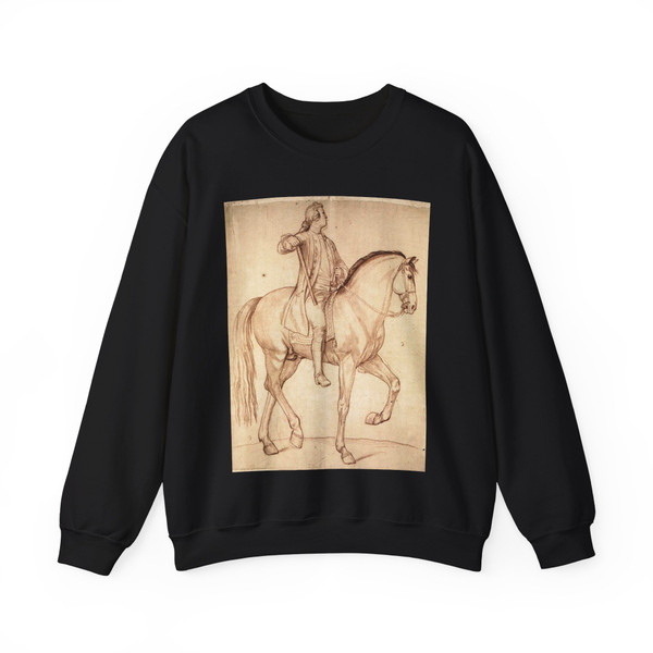 BOUCHARDON, Edme - Study for the Equestrian Statue of Louis XV (Artwork) Crewneck Sweatshirt