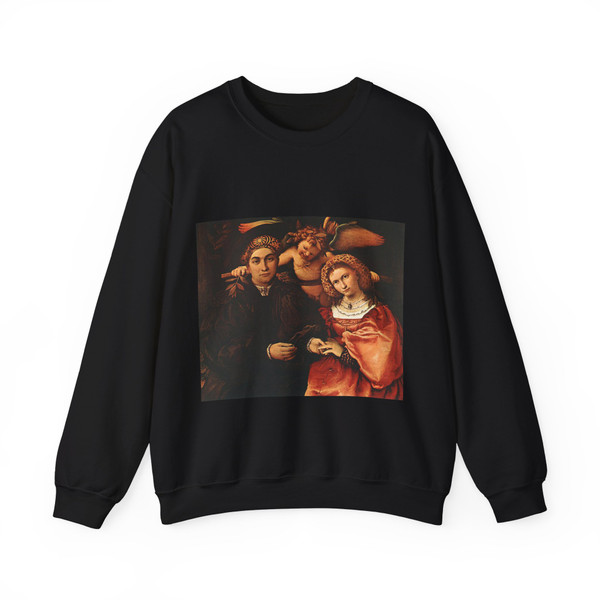 LOTTO, Lorenzo -1521-23-Messer Marsilio and his Wife (Artwork) Crewneck Sweatshirt