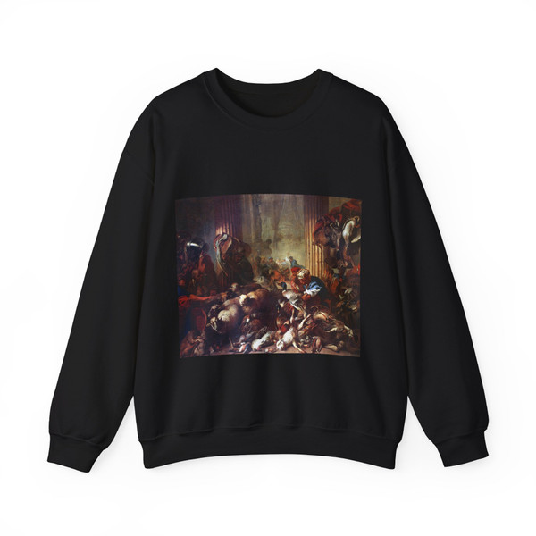 CASTIGLIONE, Giovanni Benedetto - Christ Chasing the Moneylenders from the Temple (Artwork) Crewneck Sweatshirt