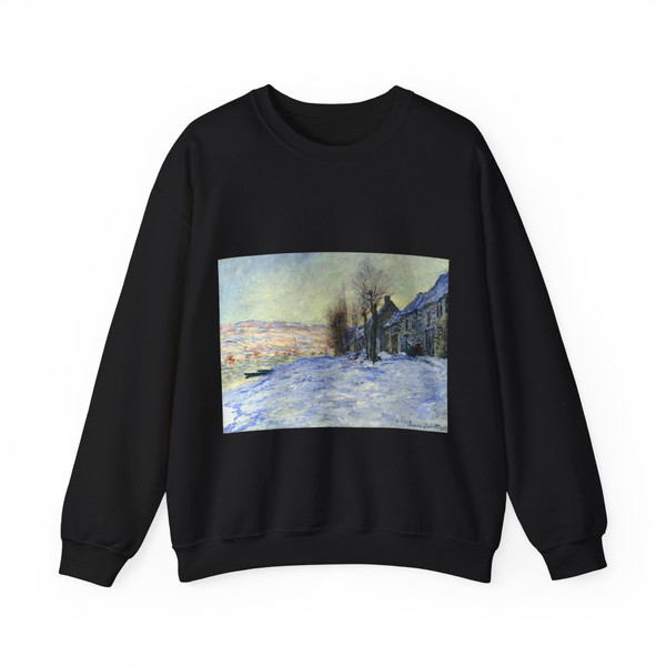 MONET, Claude - Lavacourt under Snow (Artwork) Crewneck Sweatshirt