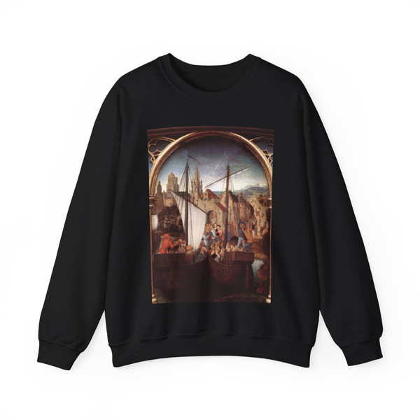 MEMLING, Hans -Saint Ursula- Arrival in Basle (scene 2) (Artwork) Crewneck Sweatshirt