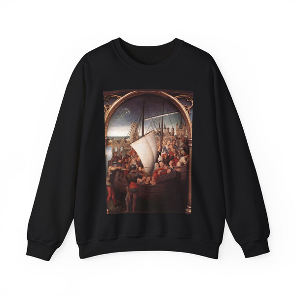 MEMLING, Hans -Saint Ursula- Martyrdom (scene 5) (Artwork) Crewneck Sweatshirt