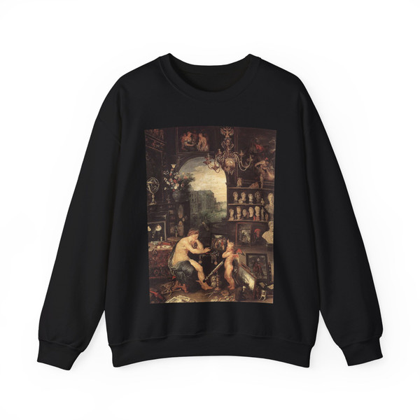 BRUEGHEL, Jan the Elder - 2.religious theme - The Sense of Sight (detail) (Artwork) Crewneck Sweatshirt
