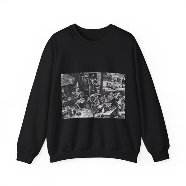 BRUEGEL, Pieter the Elder - 13.Graphics - The Alchemist (Artwork) Crewneck Sweatshirt