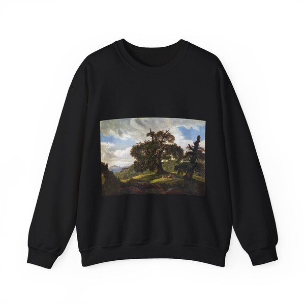 CARUS, Carl Gustav - Oaks at the Sea Shore (Artwork) Crewneck Sweatshirt