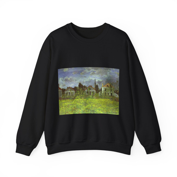 MONET, Claude - Houses at Argenteuil (Artwork) Crewneck Sweatshirt