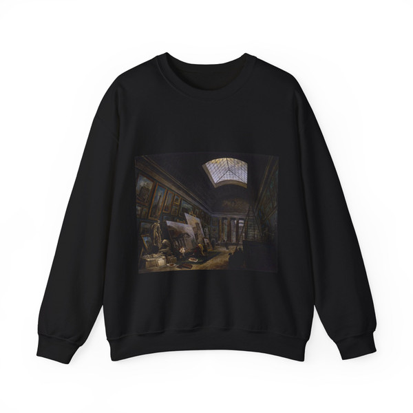 ROBERT, Hubert - Imaginary View of the Grande Galerie in the Louvre (Artwork) Crewneck Sweatshirt