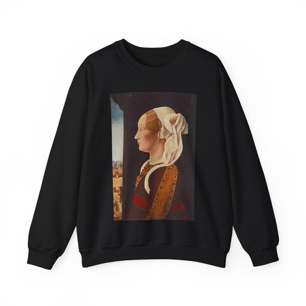 ROBERTI, Ercole de' - Portrait of Ginevra Bentivoglio (Artwork) Crewneck Sweatshirt