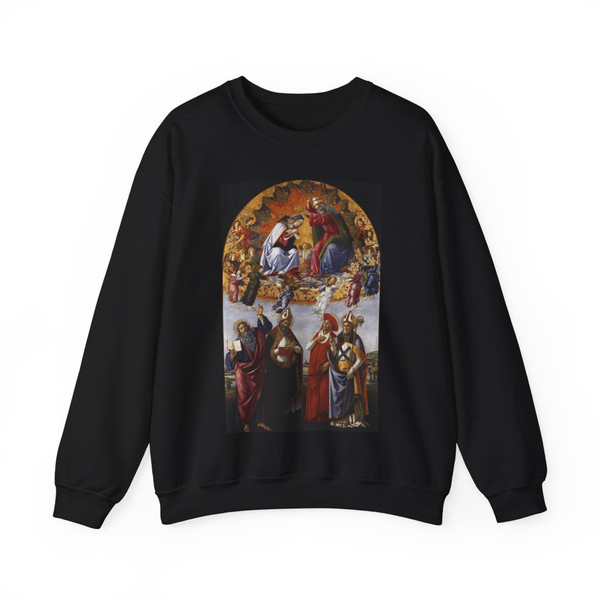 BOTTICELLI, Sandro - Coronation of the Virgin (San Marco Altarpiece) (Artwork) Crewneck Sweatshirt