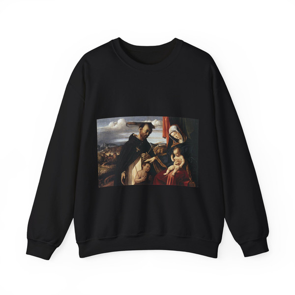 LOTTO, Lorenzo -1506-Madonna and Child with St Peter Martyr (Artwork) Crewneck Sweatshirt