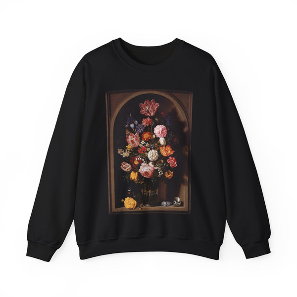 BOSSCHAERT, Ambrosius the Elder - Bouquet of Flowers in a Vase (Artwork) Crewneck Sweatshirt