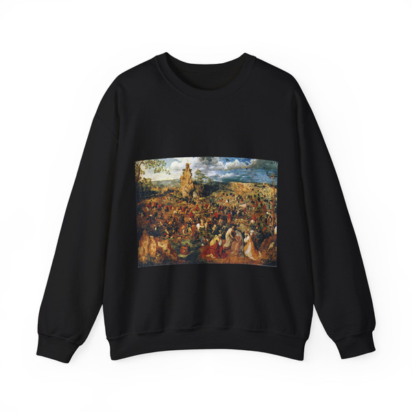 BRUEGEL, Pieter the Elder - 08.religious theme - Christ Carrying the Cross (Artwork) Crewneck Sweatshirt
