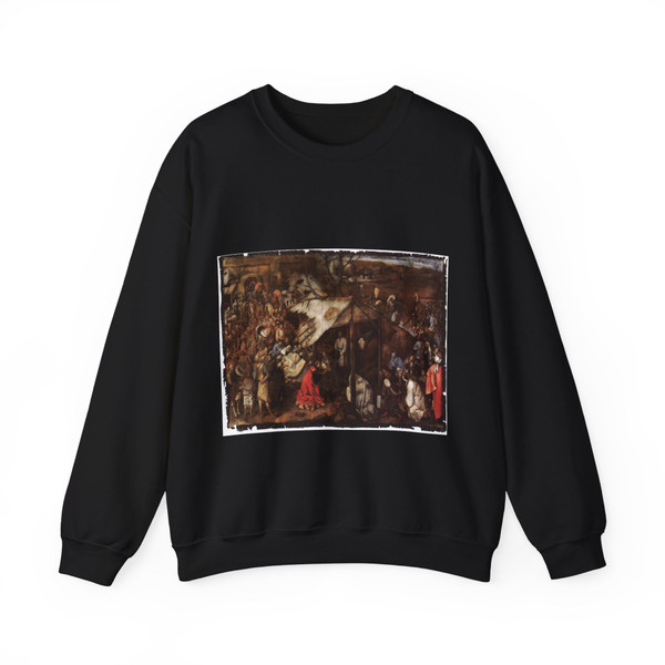 BRUEGEL, Pieter the Elder - 08.religious theme - The Adoration of the Kings (Artwork) Crewneck Sweatshirt