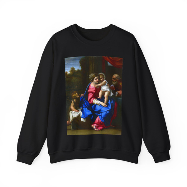 CARRACCI, Annibale - The Holy Family with the Infant Saint John the Baptist (Artwork) Crewneck Sweatshirt