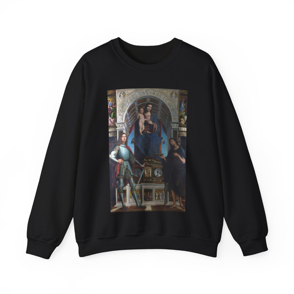 Lorenzo Costa and Gianfrancesco Maineri - The Virgin and Child with Saints (Artwork) Crewneck Sweatshirt