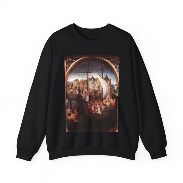 MEMLING, Hans -Saint Ursula- Departure from Basle (scene 4) (Artwork) Crewneck Sweatshirt