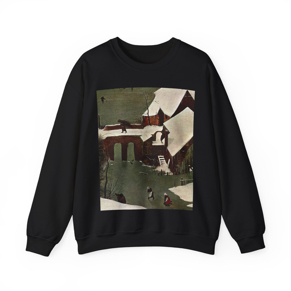 BRUEGEL, Pieter the Elder - 07.Months Series - The Hunters in the Snow (detail)3 (Artwork) Crewneck Sweatshirt