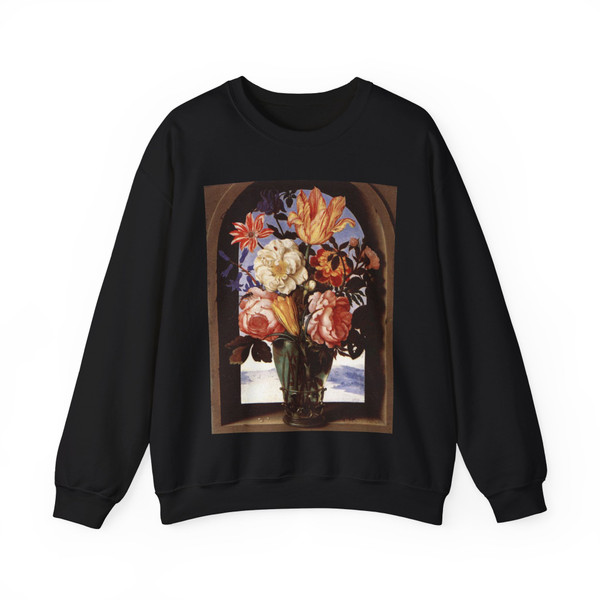 BOSSCHAERT, Ambrosius the Elder - Bouquet of Flowers (Artwork) Crewneck Sweatshirt