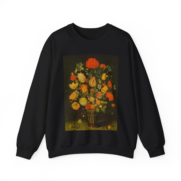 BOSSCHAERT, Ambrosius the Elder - Still-Life of Flowers (Artwork) Crewneck Sweatshirt