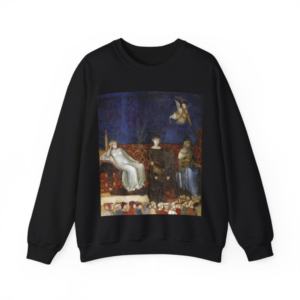 LORENZETTI, Ambrogio  - Good and Bad-Allegory of the Good Government (detail) (Artwork) Crewneck Sweatshirt