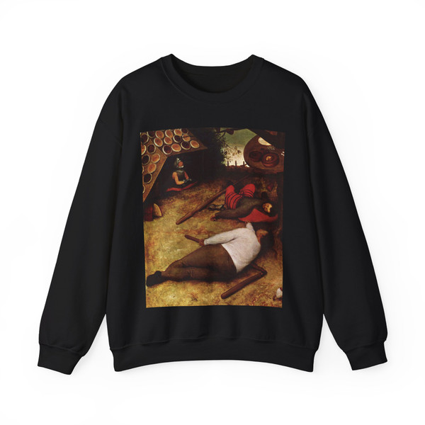 BRUEGEL, Pieter the Elder - 10.peasant life - The Land of Cockaigne (detail)2 (Artwork) Crewneck Sweatshirt