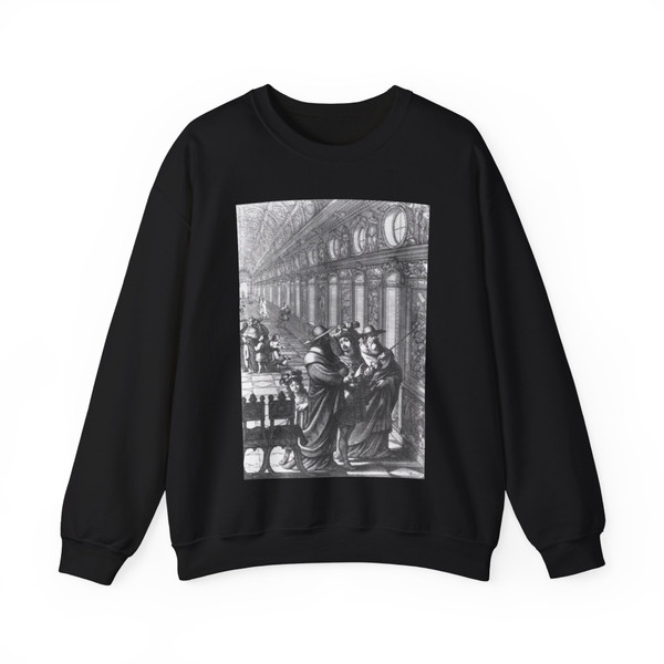 BOSSE, Abraham - Roger Showing a Gallery of Paintings to Several Cardinals (Artwork) Crewneck Sweatshirt