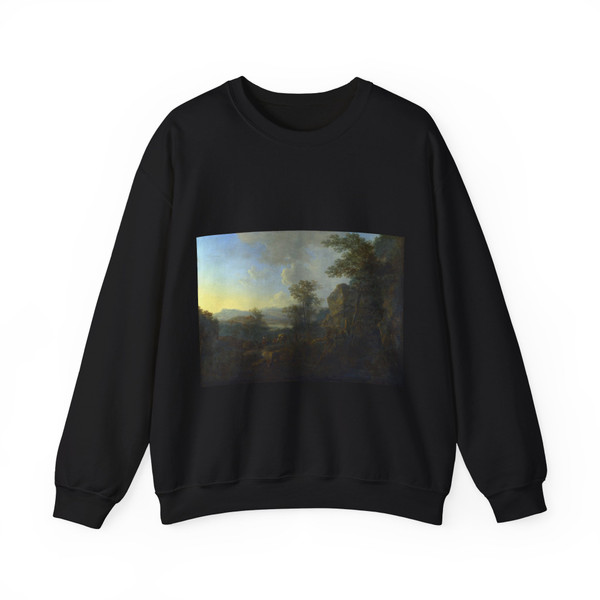 BOTH, Jan - A Rocky Landscape with Peasants and Pack Mules (Artwork) Crewneck Sweatshirt