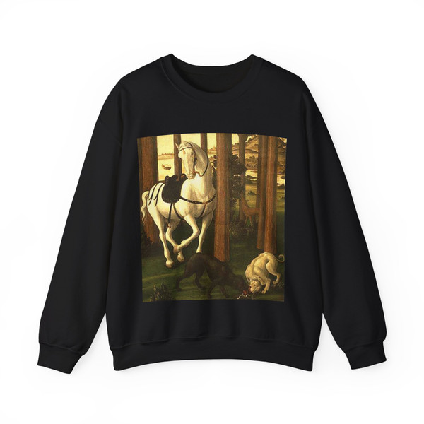 BOTTICELLI, Sandro - Nastagio degli Onesti d 3 (Artwork) Crewneck Sweatshirt