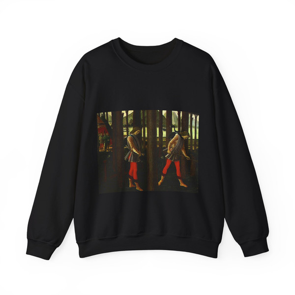 BOTTICELLI, Sandro - Nastagio degli Onesti d 1 (Artwork) Crewneck Sweatshirt