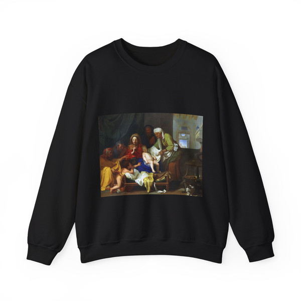 LE BRUN, Charles - Holy Family with the Adoration of the Child (Artwork) Crewneck Sweatshirt