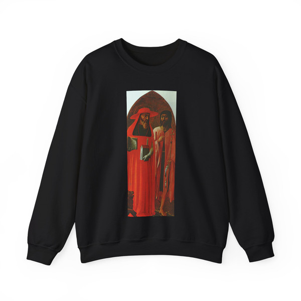 MASOLINO da Panicale - St. Jerome and St. John the Baptist (Artwork) Crewneck Sweatshirt