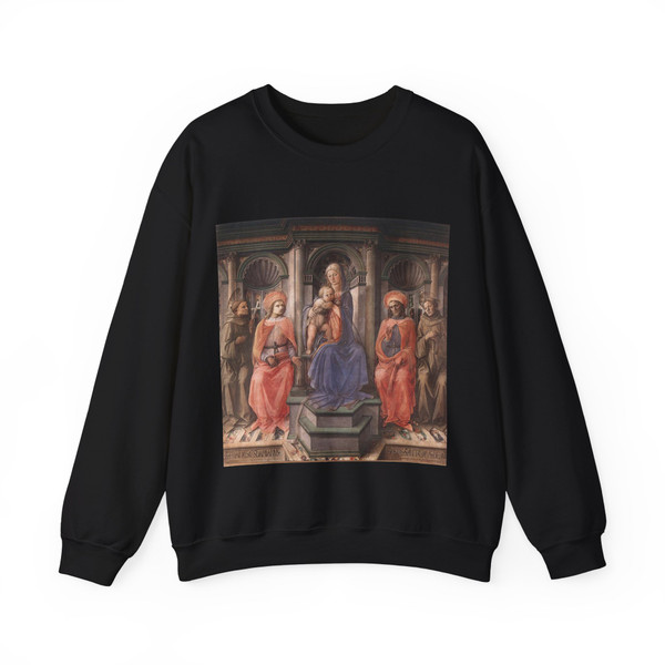 LIPPI, Fra Filippo  - 1440-Madonna Enthroned with Saints (Artwork) Crewneck Sweatshirt