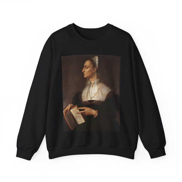 BRONZINO, Agnolo - 2.Other portraits - Laura Battiferri (Artwork) Crewneck Sweatshirt